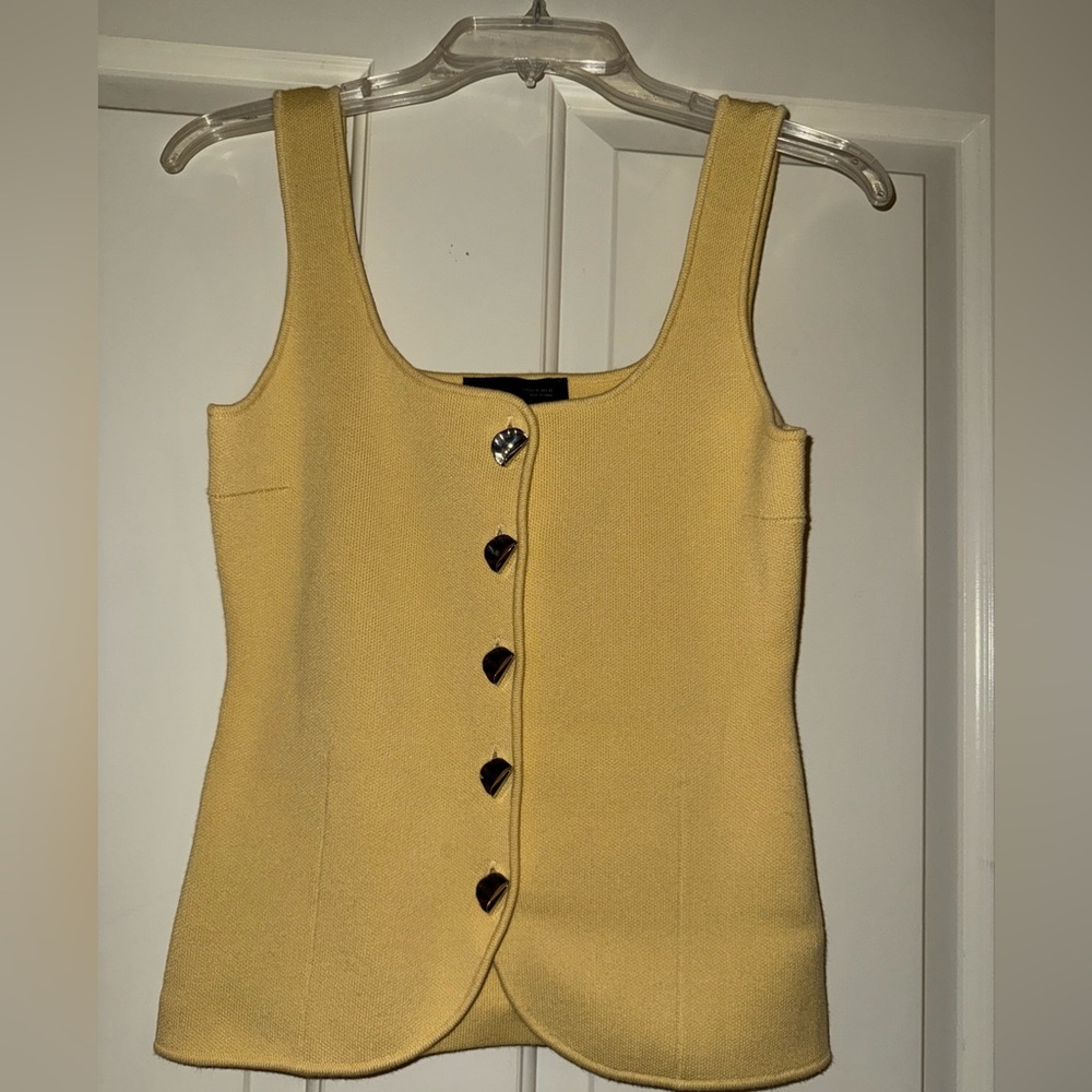 Yellow Sleeveless Tank-top with Silver Buttons from Zara